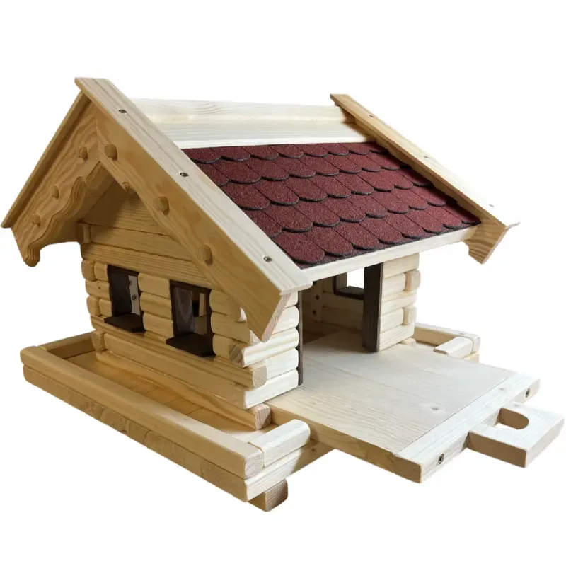 vogelhaus-heidi-mit-roten-bitumenschindeln-ausziehboden-gebeizten-fenster-und -tuerzargen-und-boden-mit-zaun vogelhaus-heidi-mit-roten-bitumenschindeln-ausziehboden-gebeizten-fenster-und -tuerzargen-und-boden-mit-zaun